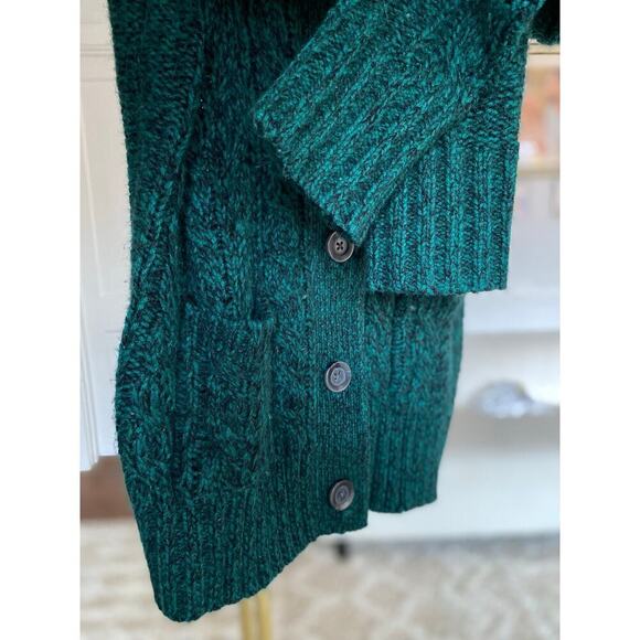 St John’s Bay Button Up Cardigan Green Cable Knit Cozy Cottagecore Granola Lagen - Picture 4 of 7
